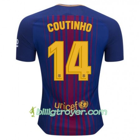 Billige Fotballdrakter FC Barcelona Philippe Coutinho 14 Hjemmedraktsett 2017/18 Kortermet