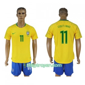 Billige Fotballdrakter Brasil Philippe Coutinho 11 VM 2018 Hjemmedraktsett