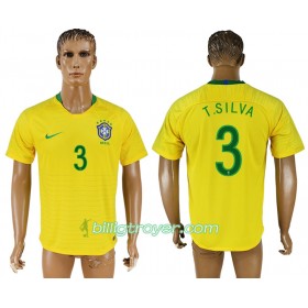 Billige Fotballdrakter Brasil Thiago Silva 14 VM 2018 Hjemmedraktsett