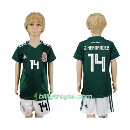 Billige Fotballdrakter Mexico Javier Hernandez 14 Barn VM 2018 Hjemmedraktsett