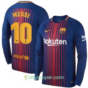Billige Fotballdrakter FC Barcelona Messi Hjemmedraktsett 2017/18 Langermet