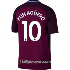 Billige Fotballdrakter Manchester City Kun Agüero Bortedraktsett 2017/18 Kortermet