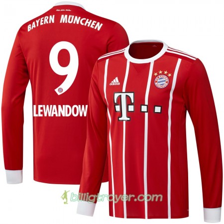 Billige Fotballdrakter FC Bayern München Lewandowski 9 Hjemmedraktsett 2017/18 Langermet