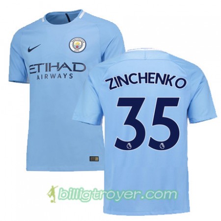 Billige Fotballdrakter Manchester City ZINCHENKO 35 Hjemmedraktsett 2017/18 Kortermet
