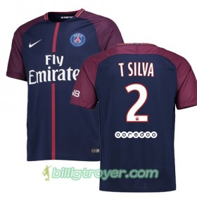 Billige Fotballdrakter Paris SG THIAGO SILVA 2 Hjemmedraktsett 2017/18 Kortermet