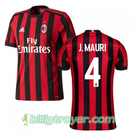 Billige Fotballdrakter AC Milan J MAURI 4 Hjemmedraktsett 2017/18 Kortermet