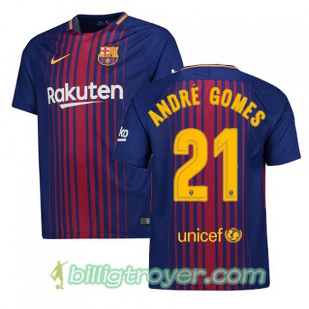 Billige Fotballdrakter FC Barcelona Andre Gomes 21 Hjemmedraktsett 2017/18 Kortermet
