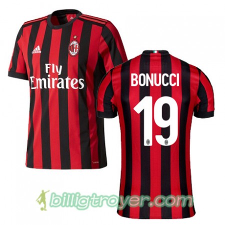 Billige Fotballdrakter AC Milan BONUCCI 19 Hjemmedraktsett 2017/18 Kortermet