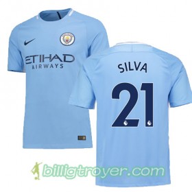 Billige Fotballdrakter Manchester City SILVA 21 Hjemmedraktsett 2017/18 Kortermet