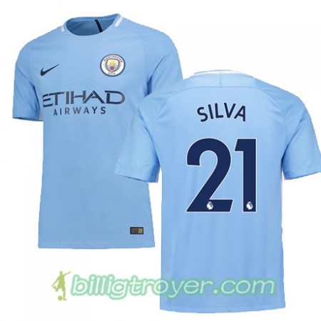 Billige Fotballdrakter Manchester City SILVA 21 Hjemmedraktsett 2017/18 Kortermet