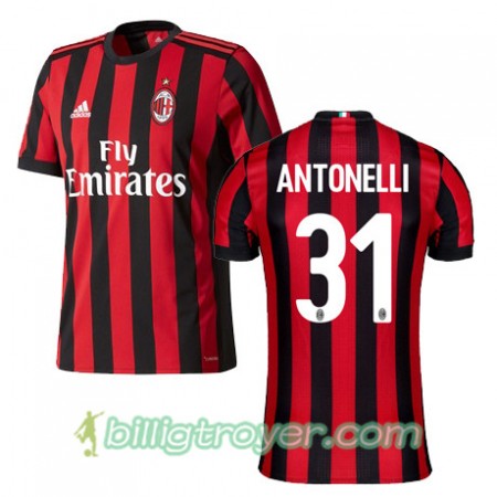 Billige Fotballdrakter AC Milan ANTONELLI 31 Hjemmedraktsett 2017/18 Kortermet
