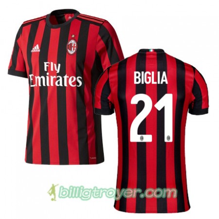 Billige Fotballdrakter AC Milan BIGLIA 21 Hjemmedraktsett 2017/18 Kortermet