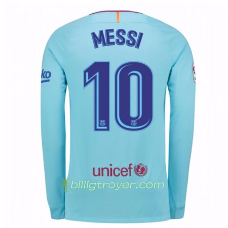 Billige Fotballdrakter FC Barcelona Lionel Messi 10 Bortedraktsett 2017/18 Langermet