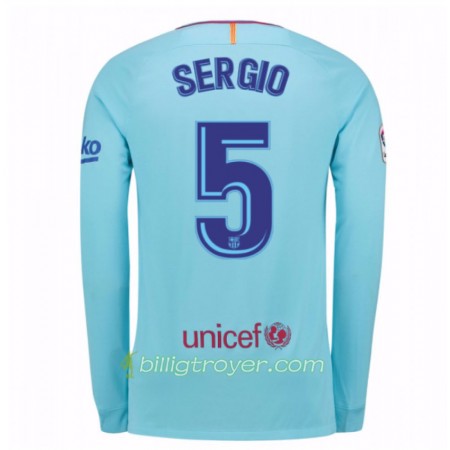 Billige Fotballdrakter FC Barcelona Sergio Busquets 5 Bortedraktsett 2017/18 Langermet
