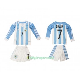 Billige Fotballdrakter Argentina Angel Di Maria 7 Barn Hjemmedraktsett 2016 Langermet
