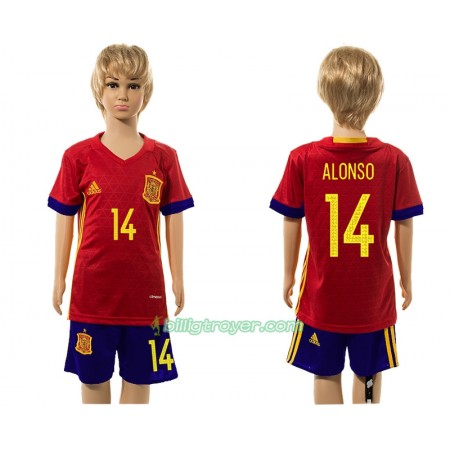 Billige Fotballdrakter Spania Alonso 14 Barn Hjemmedraktsett 2016 Kortermet