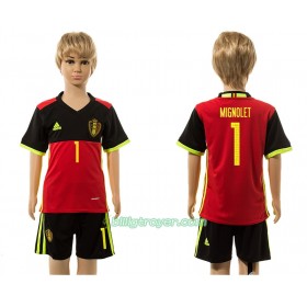 Billige Fotballdrakter Belgia Mignolet 1 Barn Hjemmedraktsett 2016 Kortermet