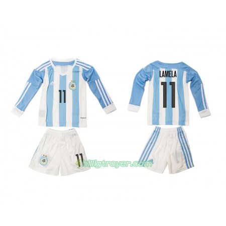 Billige Fotballdrakter Argentina Lamela 11 Barn Hjemmedraktsett 2016 Langermet