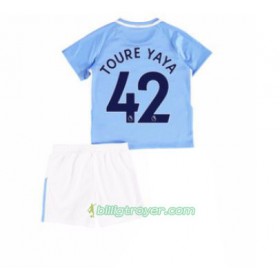 Billige Fotballdrakter Manchester City Yaya Toure 42 Barn Hjemmedraktsett 2017/18 Kortermet