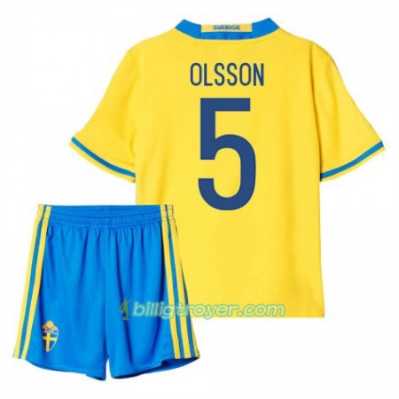 Billige Fotballdrakter Sverige Olsson 5 Barn Hjemmedraktsett 2016 Kortermet