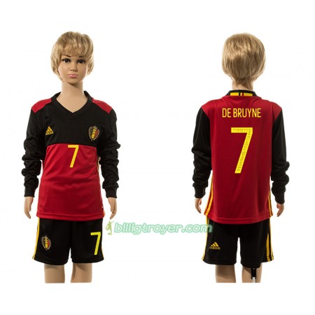 Billige Fotballdrakter Belgia De Bruyne 7 Barn Hjemmedraktsett 2016 Langermet