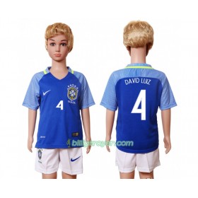 Billige Fotballdrakter Brasil David Luiz 4 Barn Bortedraktsett 2016 Kortermet