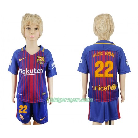 Billige Fotballdrakter FC Barcelona Aleix Vidal 22 Barn Hjemmedraktsett 2017/18 Kortermet