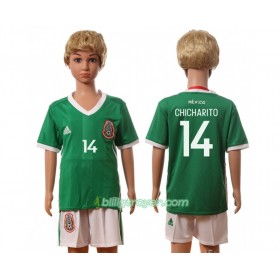 Billige Fotballdrakter Mexico Chicharito 14 Barn Hjemmedraktsett 2016 Kortermet