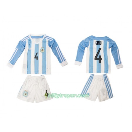 Billige Fotballdrakter Argentina Gino 4 Barn Hjemmedraktsett 2016 Langermet