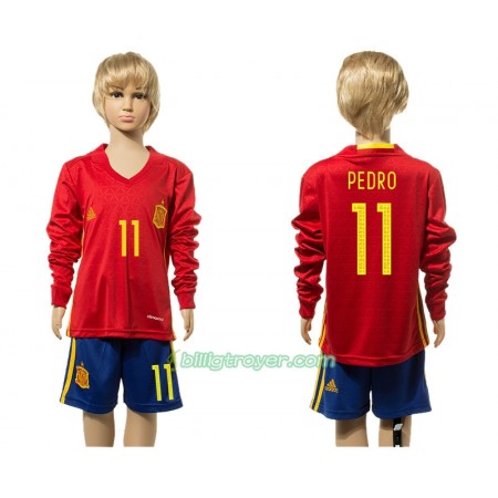 Billige Fotballdrakter Spania Pedro 11 Barn Hjemmedraktsett 2016 Langermet